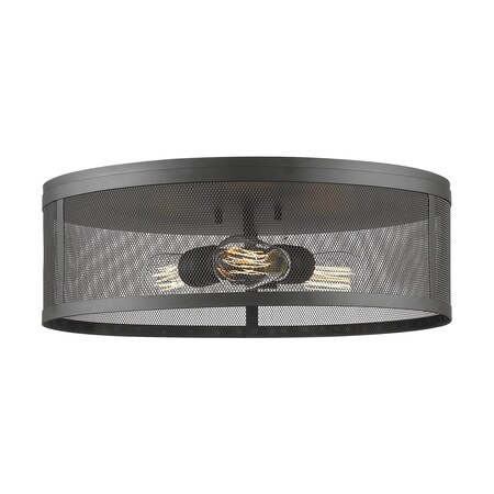 Z-Lite Meshsmith 3 Light Flush Mount, Bronze & Bronze 331F18-BRZ